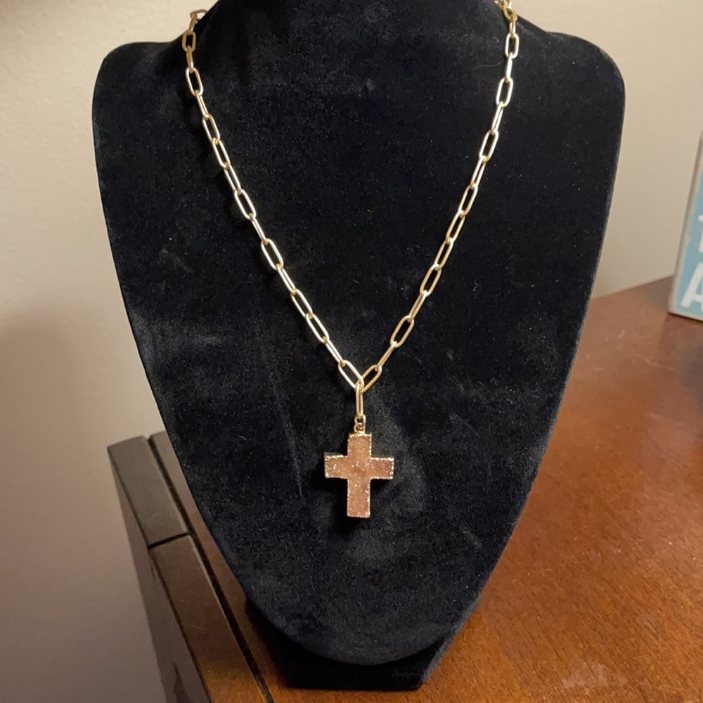 Love Poppy Druzy Cross Necklace